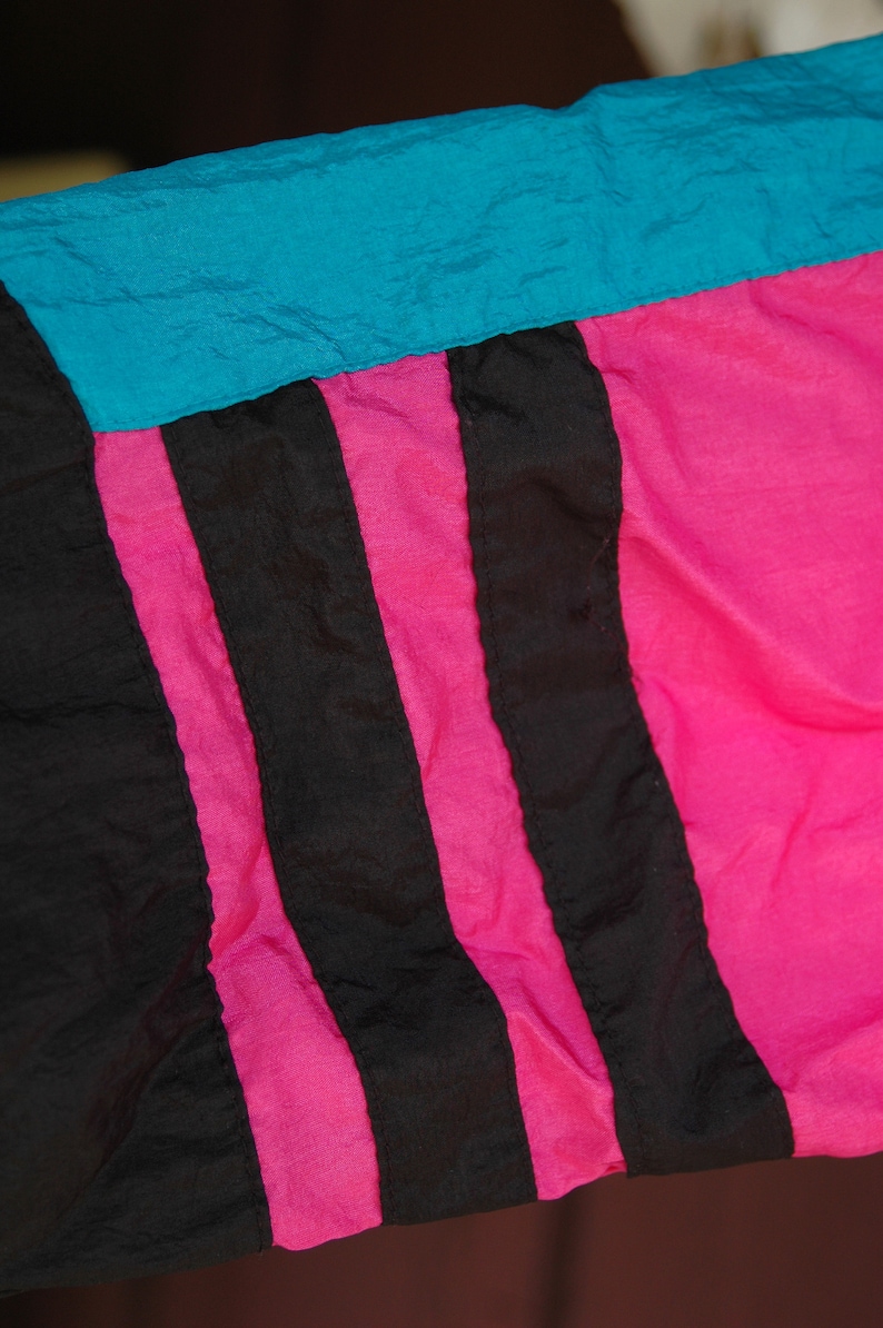 Purple Black Striped Circle 1990s Pink Graphic Print Warm Up Sweatsuit 90s Pink Blue Green