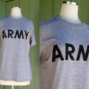 1980s Heather Grey Army T-shirt by Champion // 80s Short Sleeve Crew Neck Military Shirt