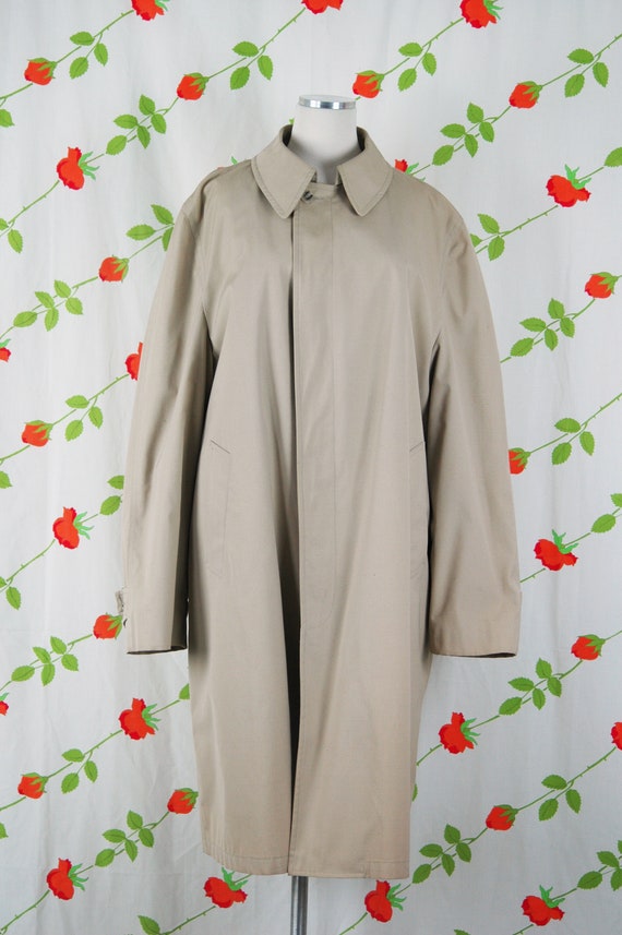 1970s 1980s Tan Trench Coat Swing Coat with Fuzzy… - image 2