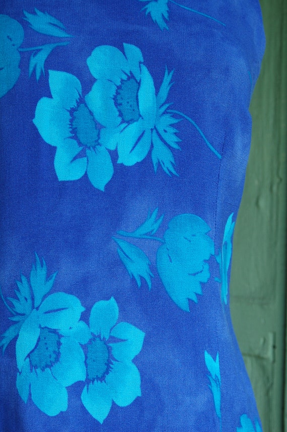 1990s Blue Turquoise Hawaiian Floral Dress // 90s… - image 5