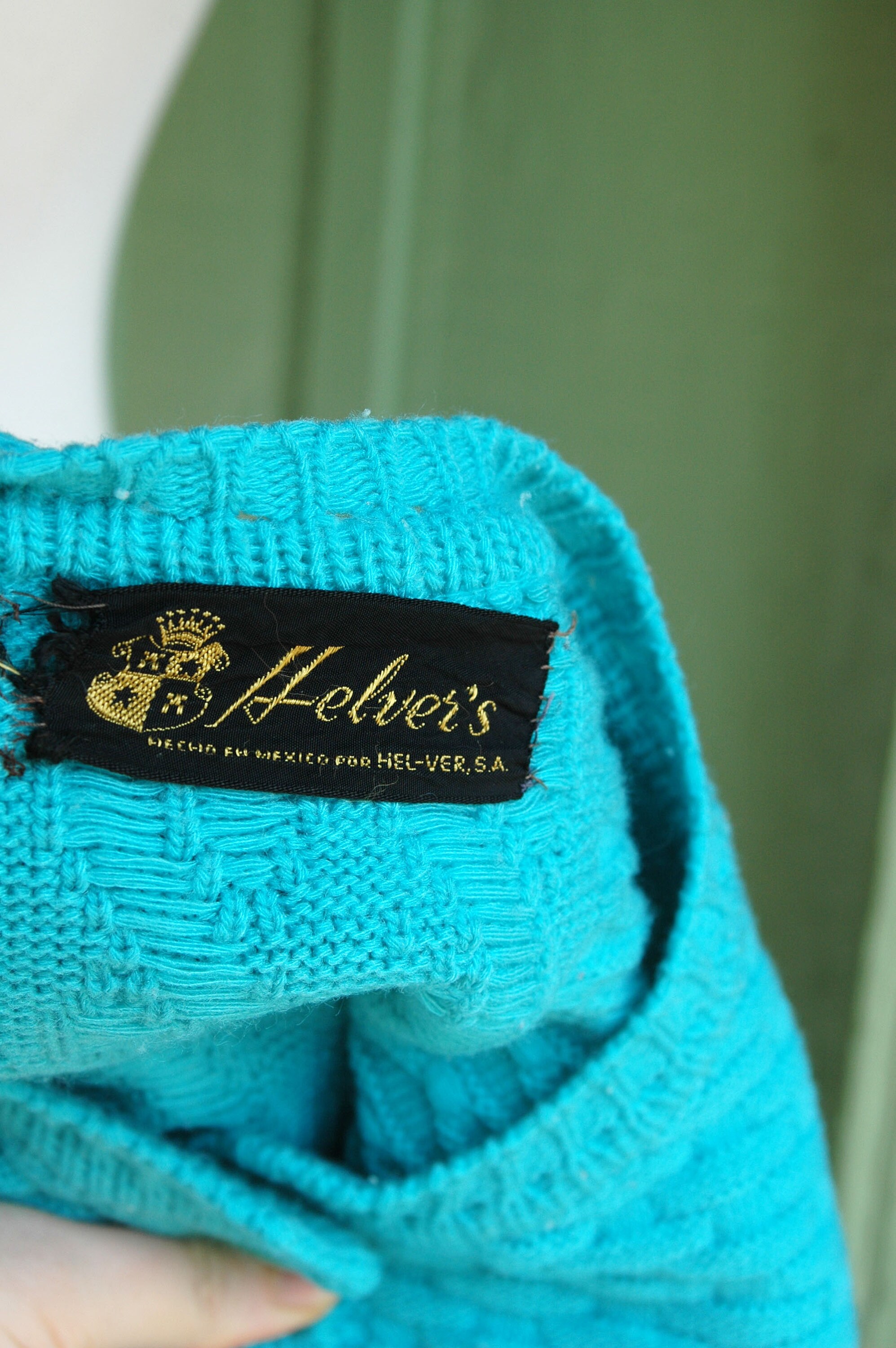1960s 1970s Green Knit Cardigan Sweater With Pockets // 60s