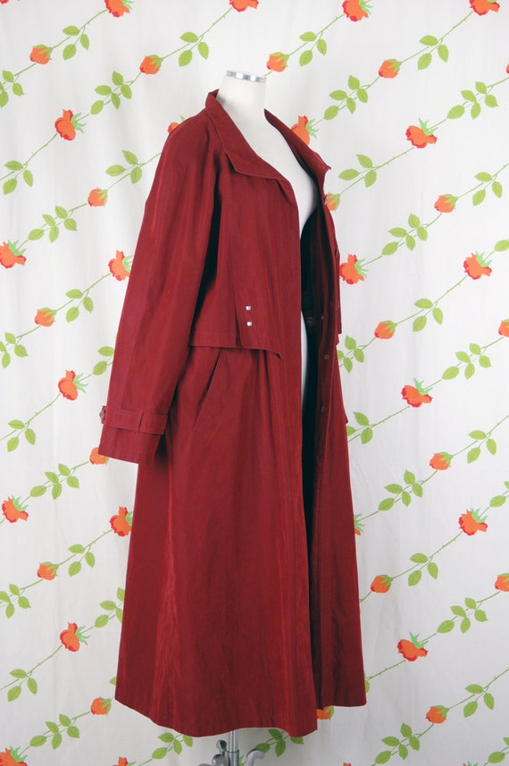 1980s Maroon Dark Red Oversized Long Coat // 80s … - image 6