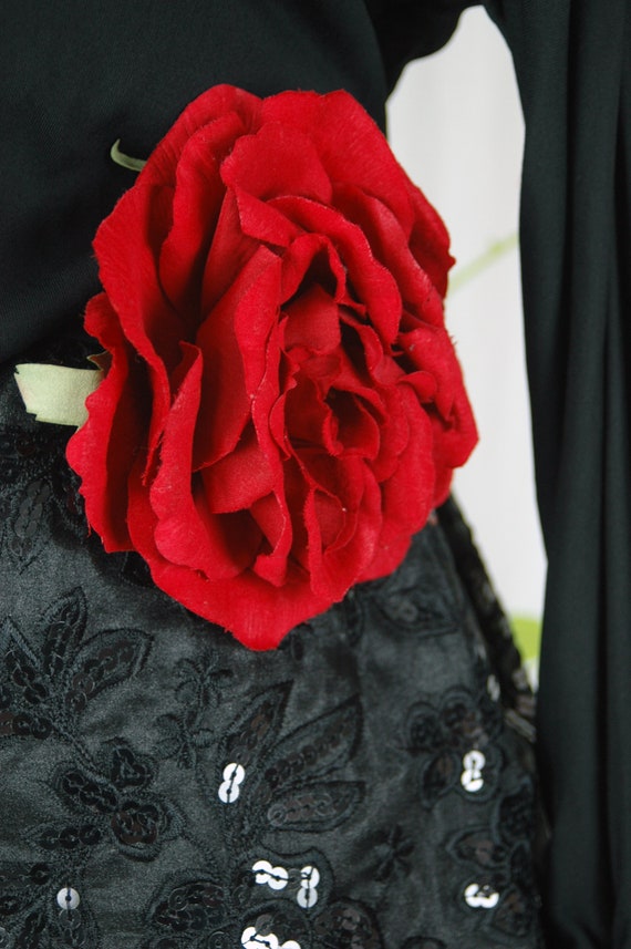 1990s Black Albert Nipon Dress with Black Sequin … - image 6