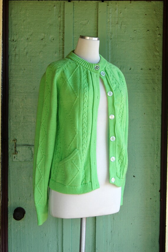 lime green cardigan sweater