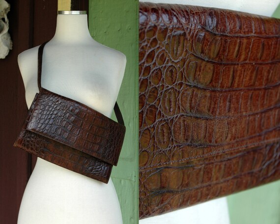 Joan and David Italian Alligator Bag // Brown Alli