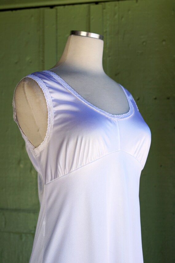 1990s White Nylon Slip Dress // 90s Sleeveless Em… - image 6