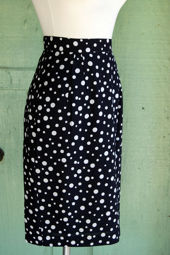 1980s 1990s Navy Blue and White Polka Dot Pencil … - image 4