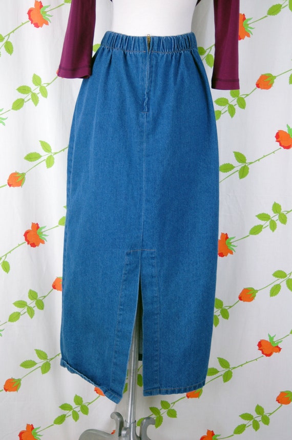 1990s 2000s Blue Denim Skirt // 90s Y2K Blue Wash… - image 7