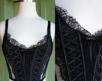 Victoria’s Secret Black Lace Corset Bustier Lingerie Top Small
