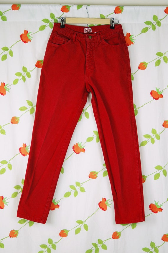 1980s 1990s Red Jeans // 80s 90s Red Moda Intl Mi… - image 2