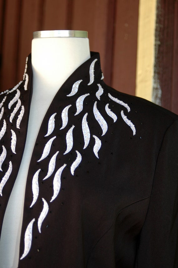 HOLIDAY 1990s Black and White Baguette Beaded For… - image 4