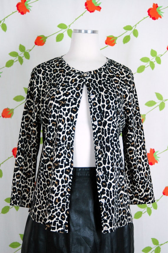 Leopard Print Cotton Cardigan - image 2