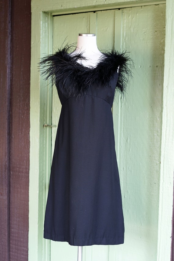 1960s 1970s Black Feather Trimmed Dress by Lisa Howard // 60s 70s Black Feather Trimmed Sleeveless Empire Waist Cocktail Dress - Etsy 1960s 1970s Black Feather Trimmed Dress by Lisa Howard // 60s 70s Black Feather Trimmed Sleeveless Empire Waist Cocktail Dress - Etsy