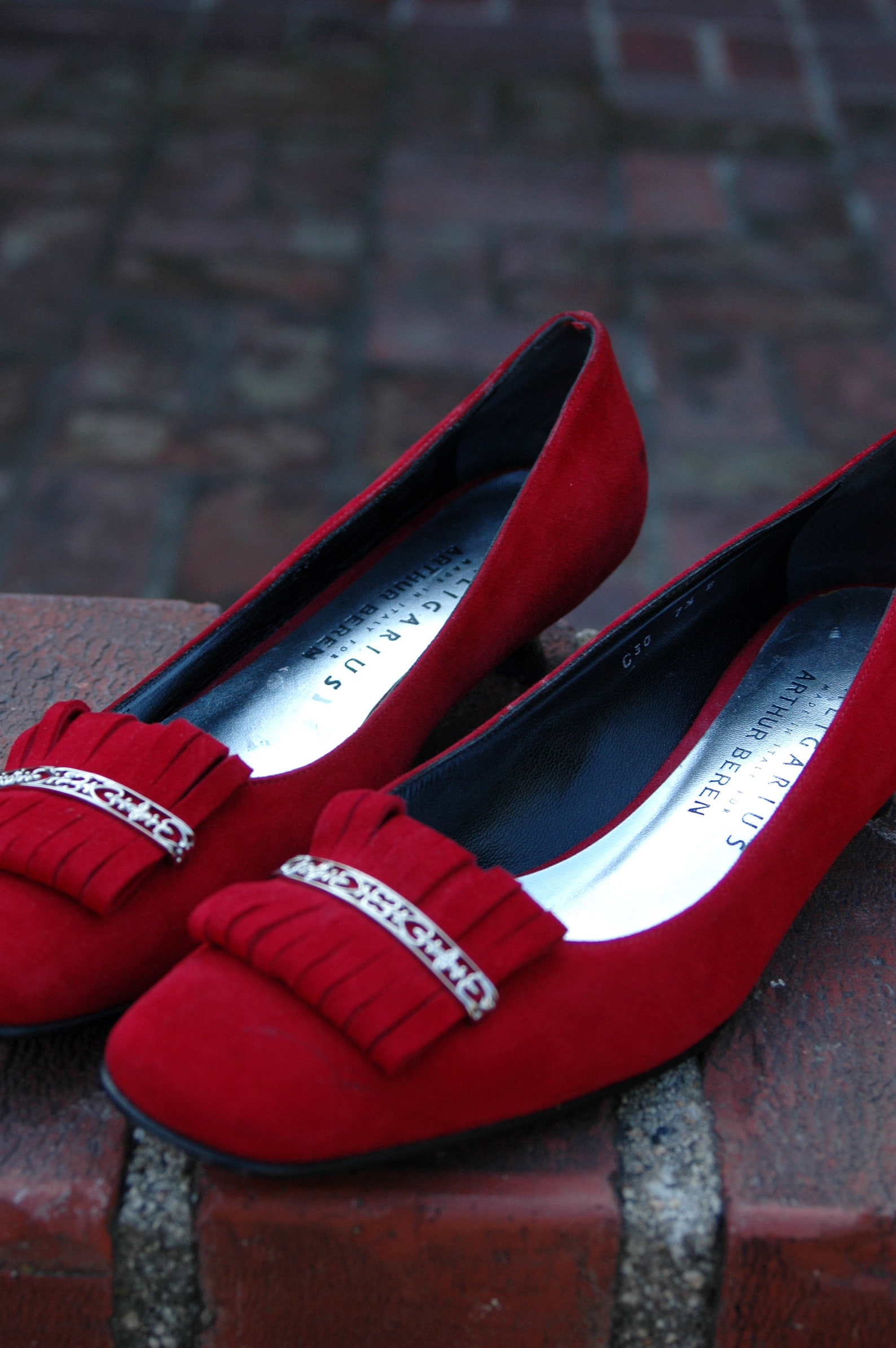 Red Suede Low Heel Caligarius for Arthur Beren Dress Shoes