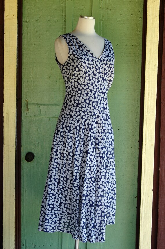 1990s Blue and white Graphic Print Dress // 90s C… - image 5