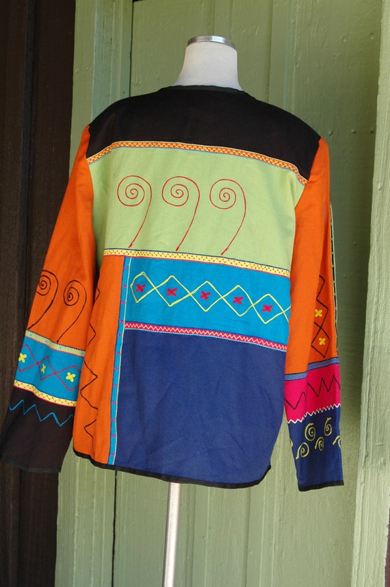 1990s 2000s Funky Colorful Patchwork Unique Jacke… - image 8
