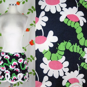Lilly Pulitzer Navy Blue Caterpillar Floral Mod Mini Skirt