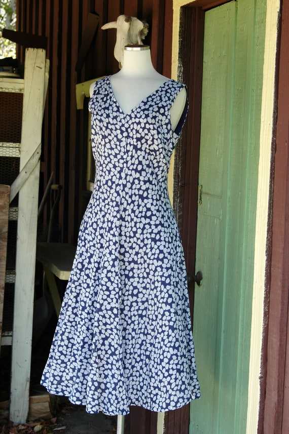 1990s Blue and white Graphic Print Dress // 90s C… - image 3