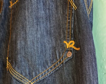 2000s Black Rocawear Jeans With Brown Contrast Stiching