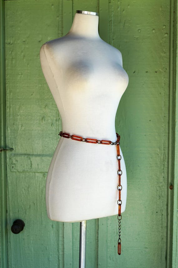 1990s Brown Oblong Chain Link Belt // 90s does 70… - image 6
