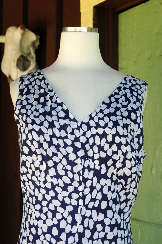 1990s Blue and white Graphic Print Dress // 90s C… - image 4