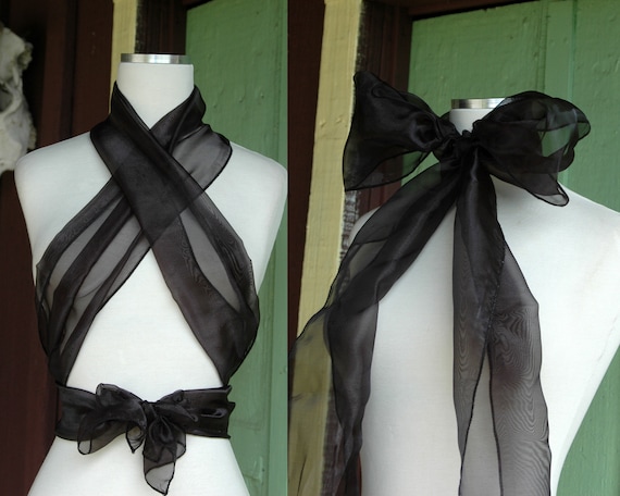 Sheer Black Organza Scarf