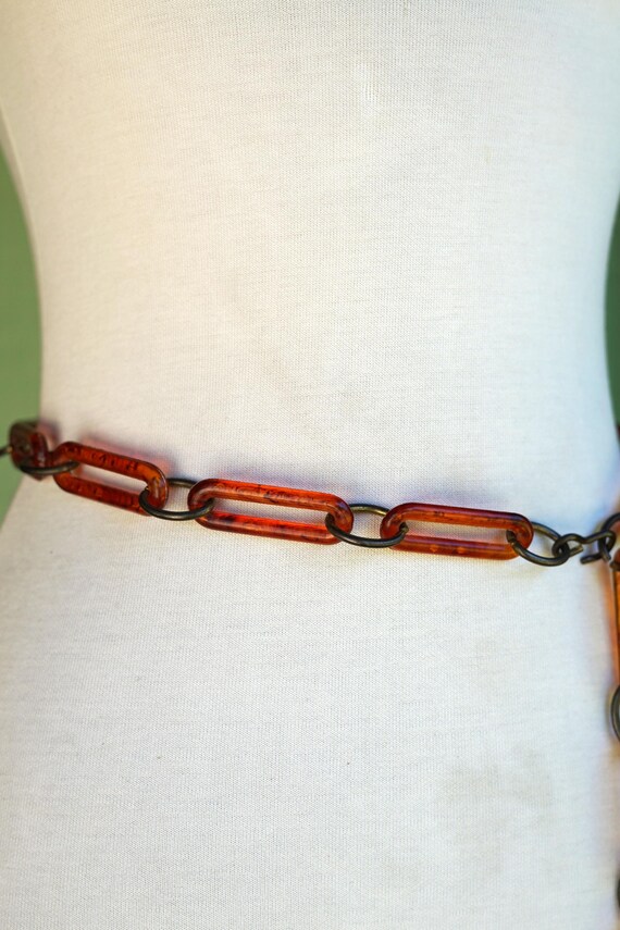 1990s Brown Oblong Chain Link Belt // 90s does 70… - image 5