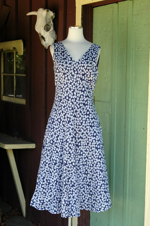 1990s Blue and white Graphic Print Dress // 90s C… - image 2