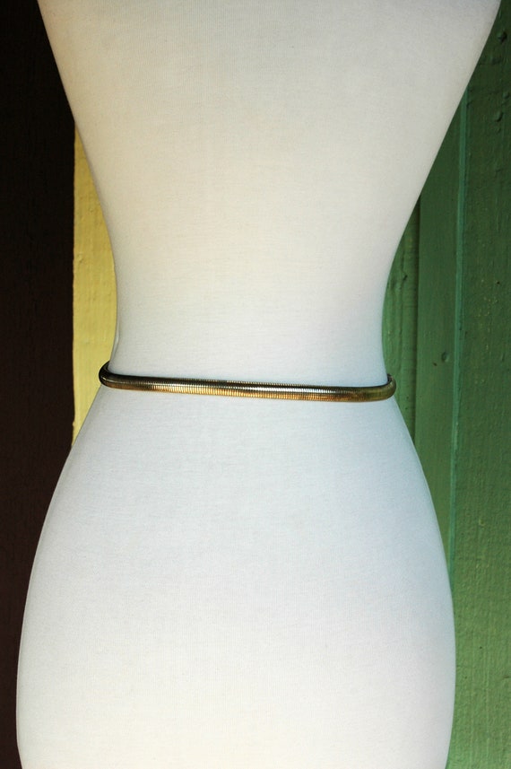 1980s Gold Silver Metal Stretch Belt with Chic Mi… - image 4