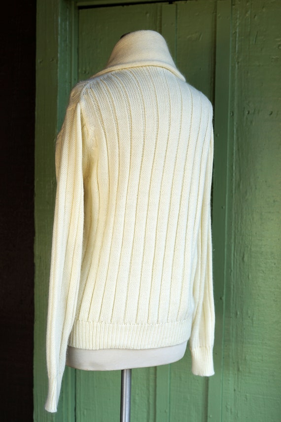 1970s 1980s Ivory Warm White Cable Knit Cardigan … - image 9