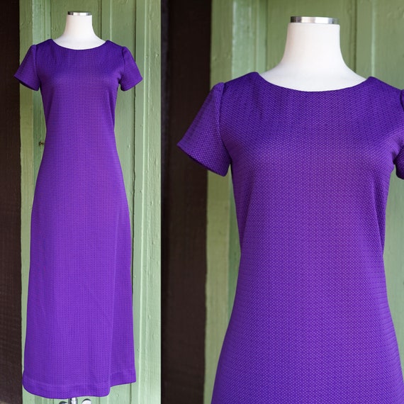 White Polka Dot Royal Purple Vintage Midi Dress - Sophie main image 0