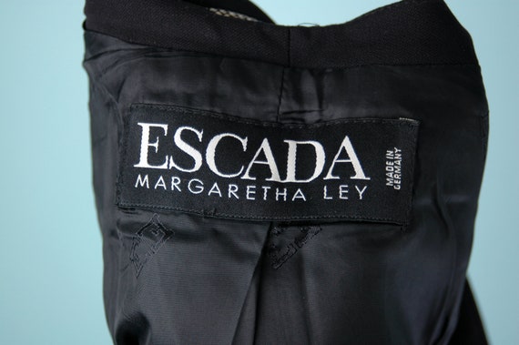 1990s Navy Escada Cropped Blazer with Black and W… - image 8