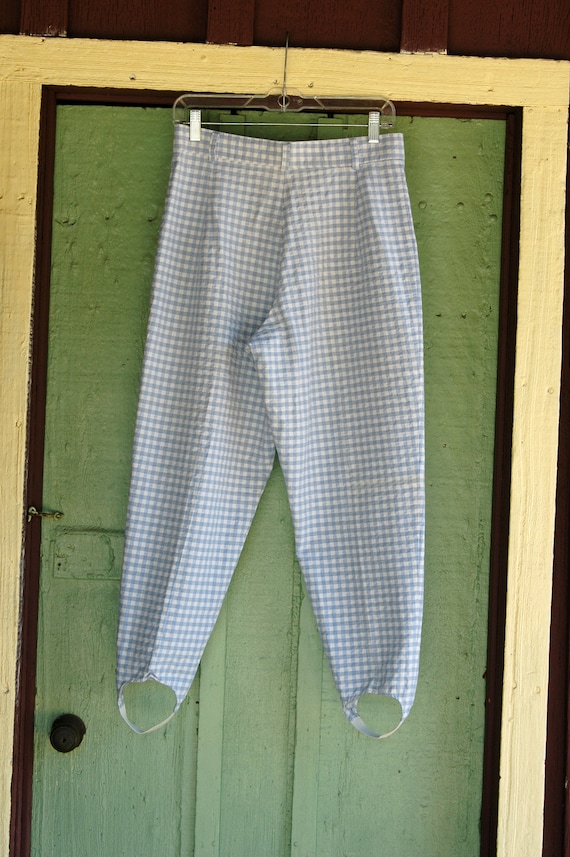 1980s 1990s Light Blue White Gingham Checked High… - image 5