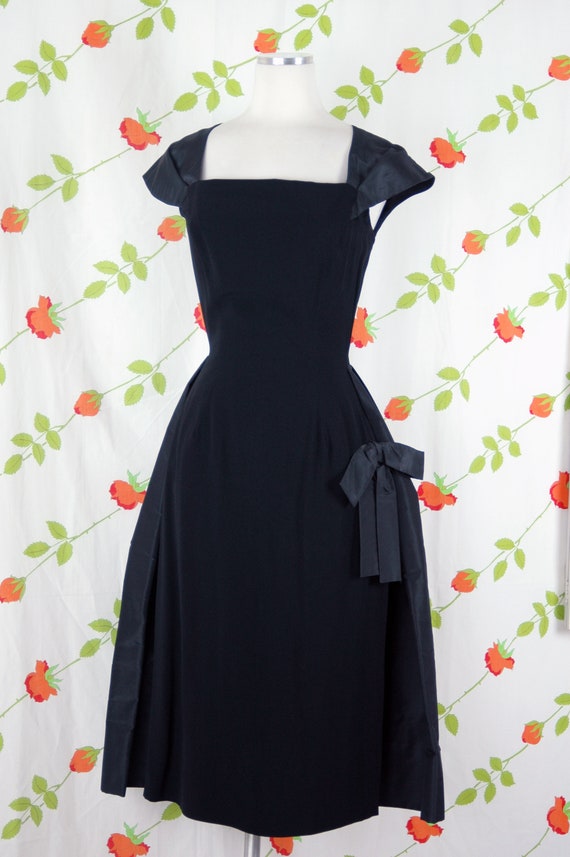 1950s 1960s Black Dress with Overskirt // 50s 60s… - image 8