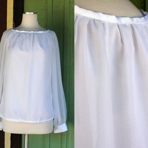 White Blouse with Sheer Long Sleeves