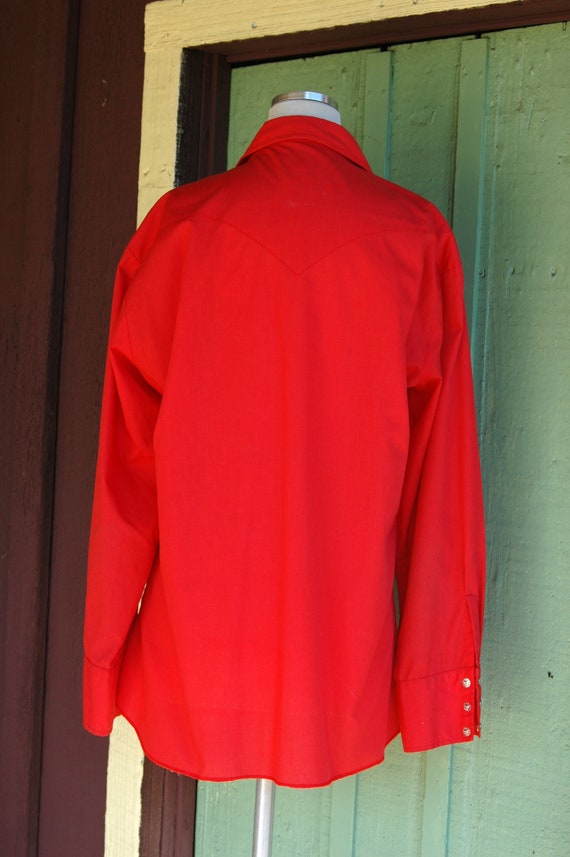 1970s Red Western H Bar C Long Sleeve Shirt with … - image 6