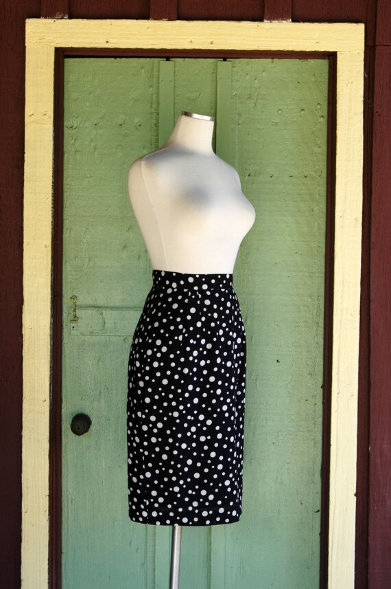 1980s 1990s Navy Blue and White Polka Dot Pencil … - image 3