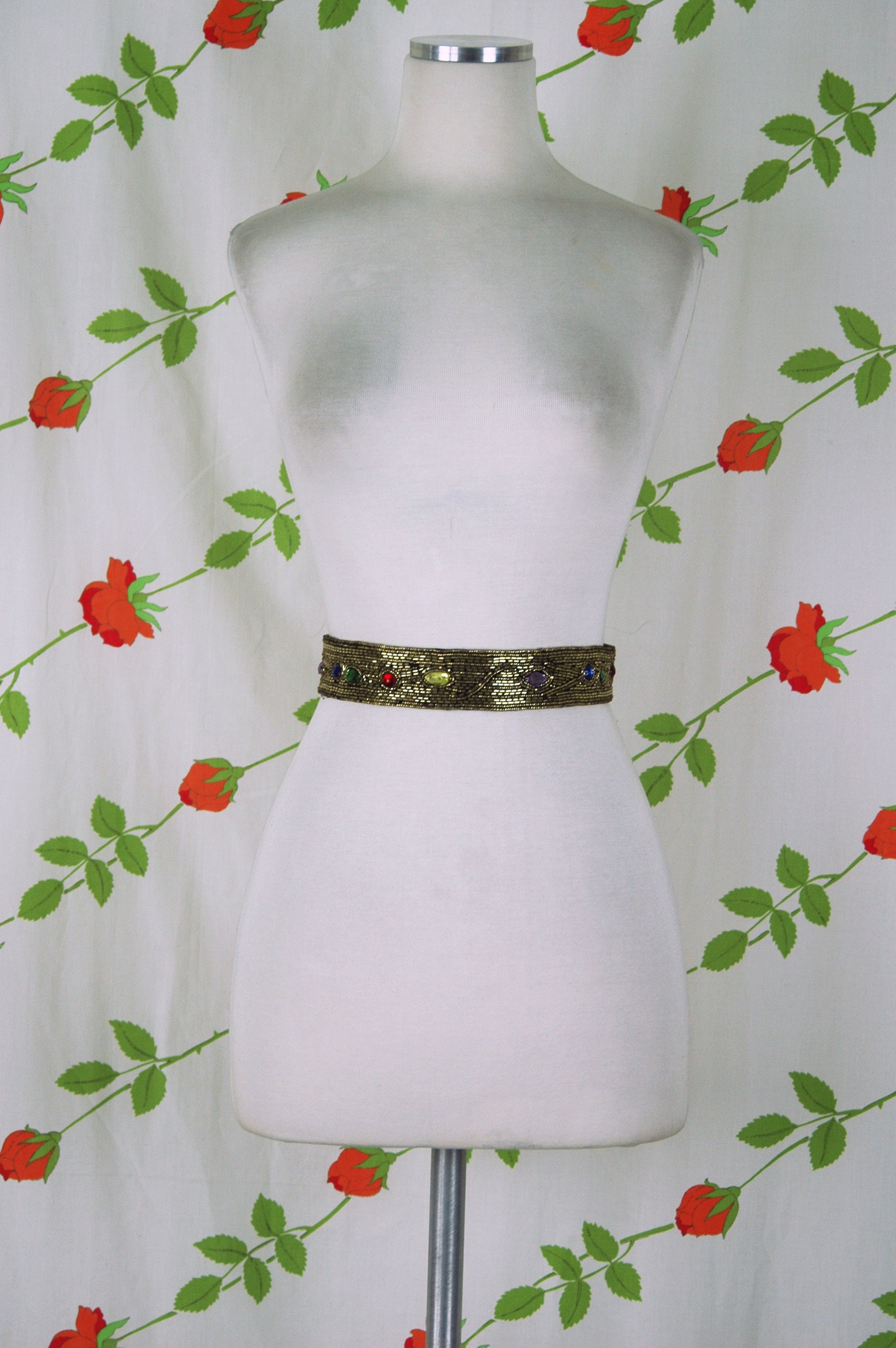 Vintage Michelle Stuart Black Beaded Statement Belt with Jewel Embellishments Rhinestone Medium Elastic Belts for Women for sale | eBay main image 3