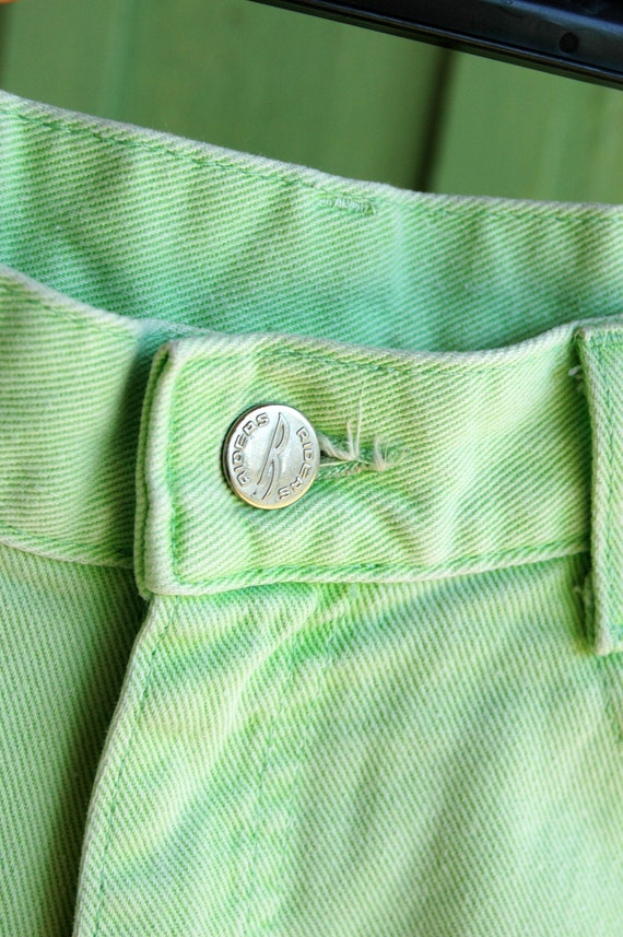 1990s Green Denim Shorts by Riders // 90s Light G… - image 3