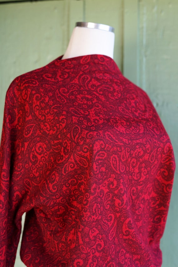 1950s 1960s Red Paisley Cropped Blouse // 50s 60s… - image 3
