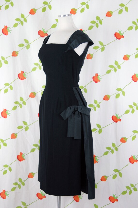 1950s 1960s Black Dress with Overskirt // 50s 60s… - image 6