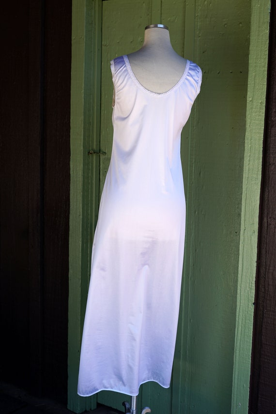 1990s White Nylon Slip Dress // 90s Sleeveless Em… - image 7