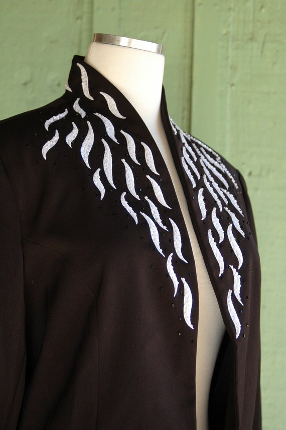 HOLIDAY 1990s Black and White Baguette Beaded For… - image 7