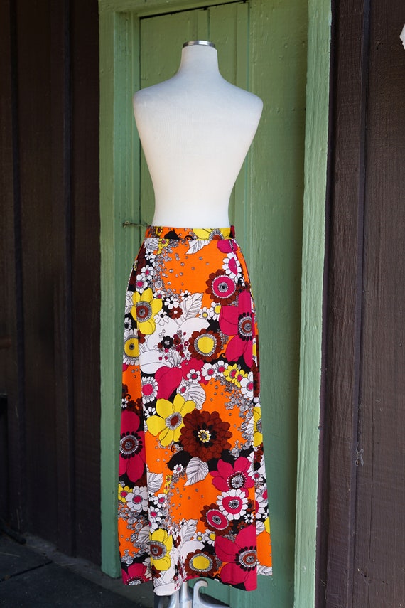 1960s 1970s Pink Orange Yellow Bright Mod Floral … - image 8