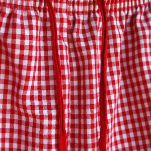 1990s Red and White Checked Cropped Pants by Karen Scott // 90s Summer Picnic Casual Pants with Red Floral Detail image 6