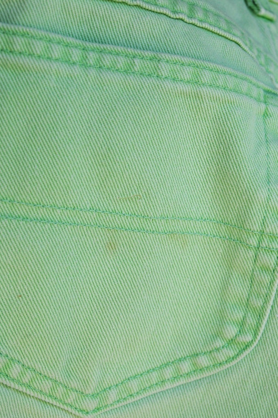 1990s Green Denim Shorts by Riders // 90s Light G… - image 6