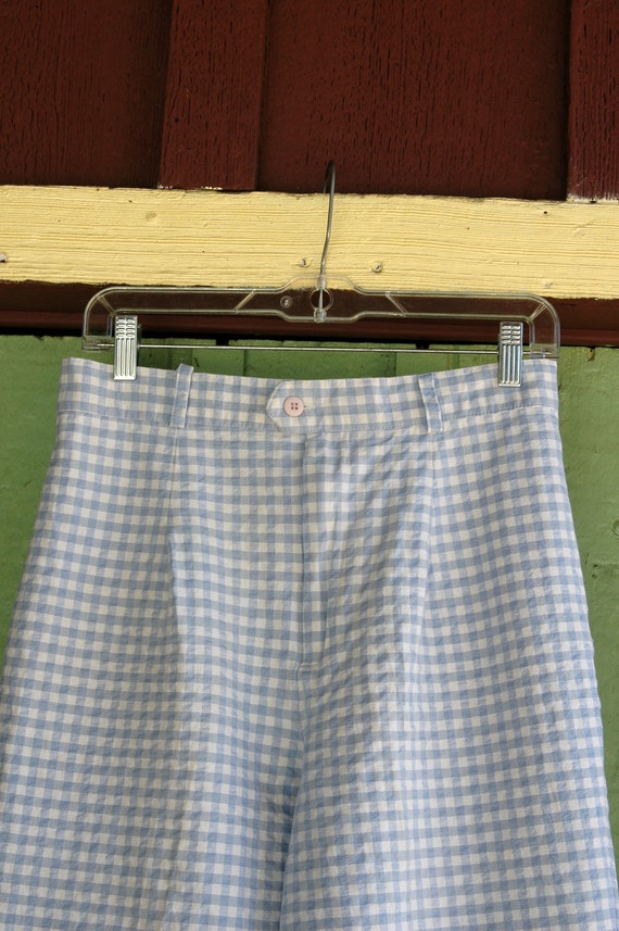 1980s 1990s Light Blue White Gingham Checked High… - image 4