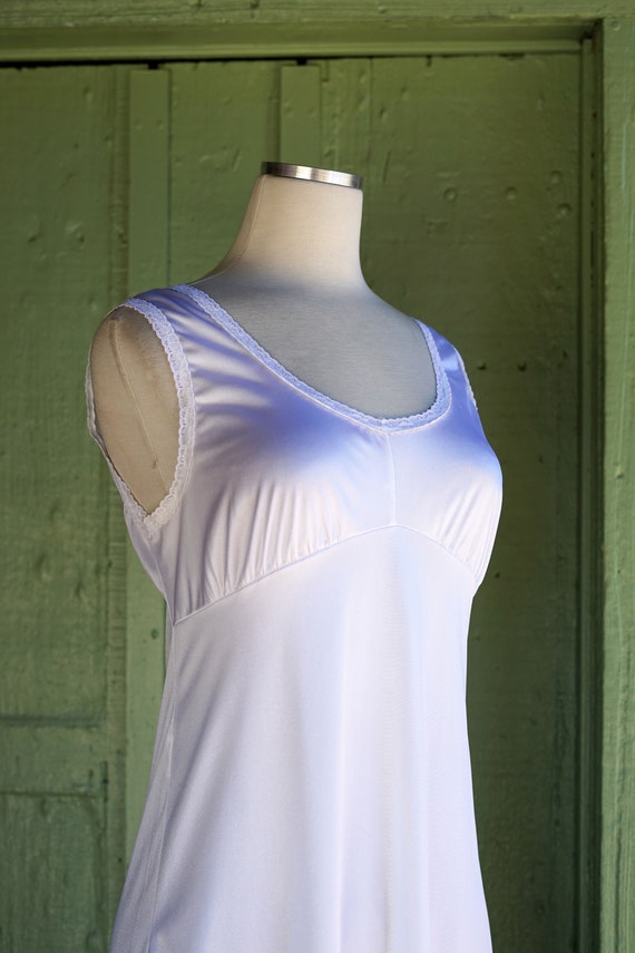 1990s White Nylon Slip Dress // 90s Sleeveless Em… - image 3