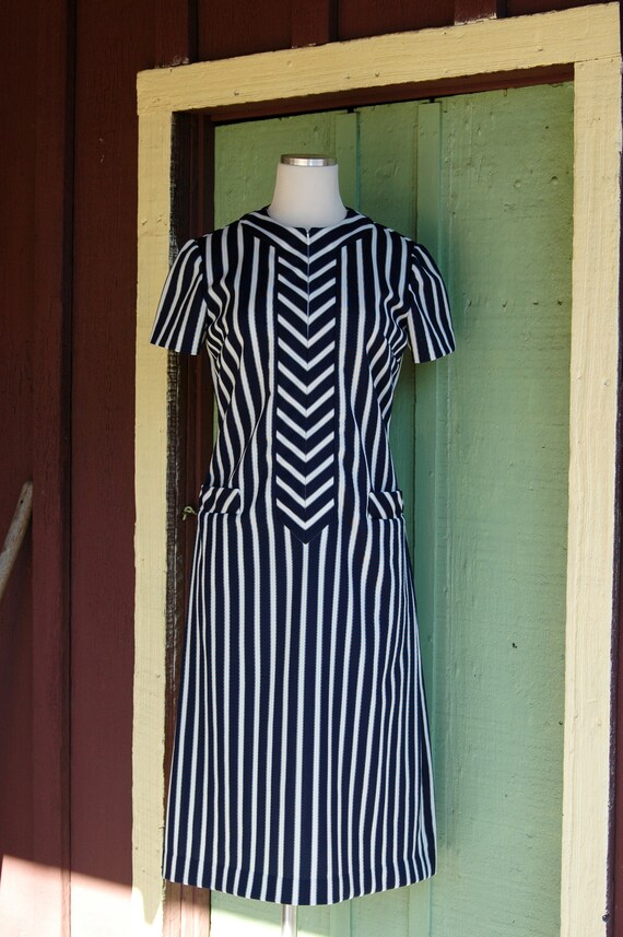 60's Striped Midi Dress with Sailor Bow main image 1