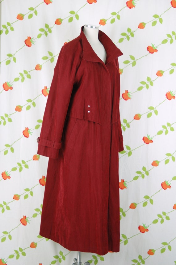 1980s Maroon Dark Red Oversized Long Coat // 80s … - image 8